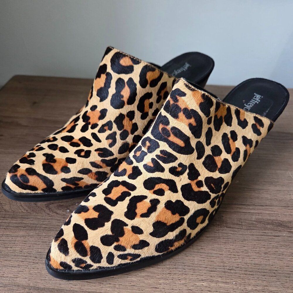 EUC JEFFREY CAMPBELL GENUINE LEATHER UPPER ANIMAL PRINT POINTY HEELED MULES 9.5 - Picture 2 of 15
